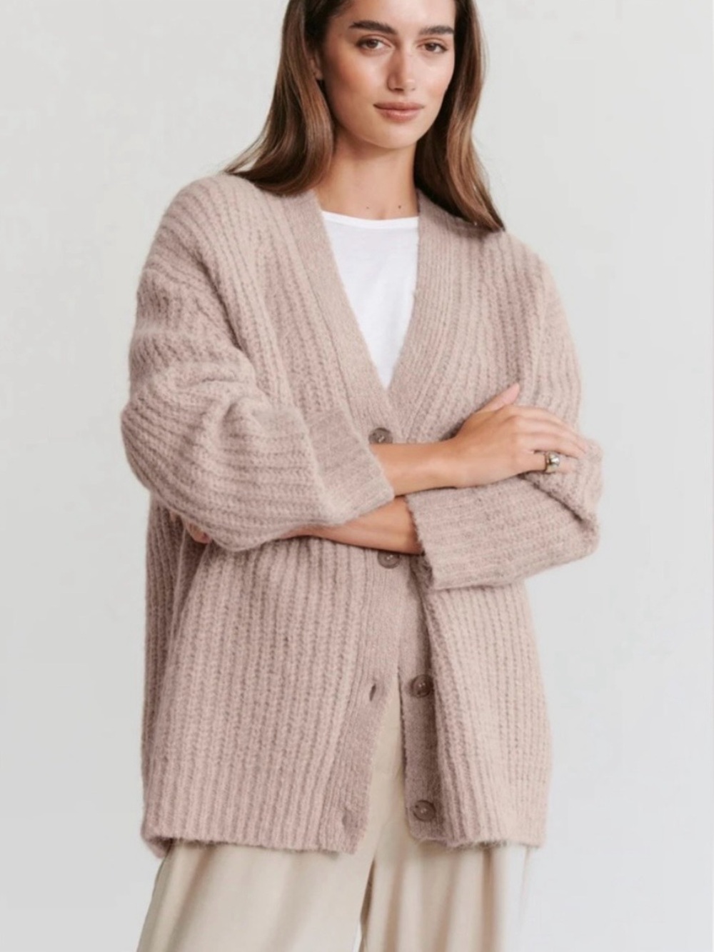 Jenni Kayne Cocoon Cardigan- Alpaca Wool Blend in Taupe
